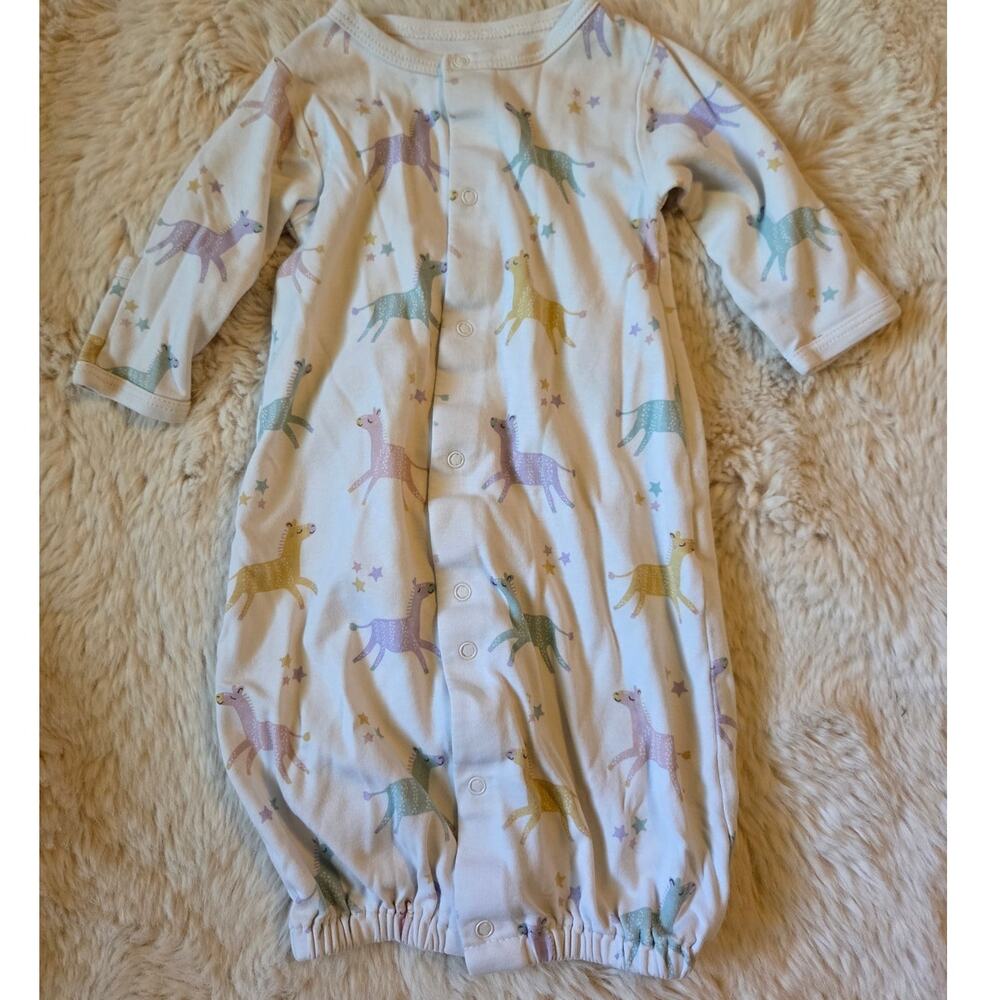 Kissy Love Zebra Zone Convertible Newborn Gown 100% Pima Cotton